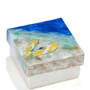 Capiz Shell Painted Trinket Box - Flipflop Blue