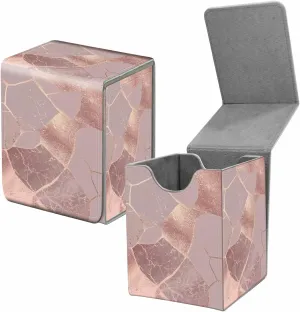 Card Deck Box for Trading Cards, MTG Commander Deck Box Fits 100  Single Sleeved Cards, Leather Magnetic Card Storage Box for YuGiOh TCG CCG Cards, Rose Gold Marble