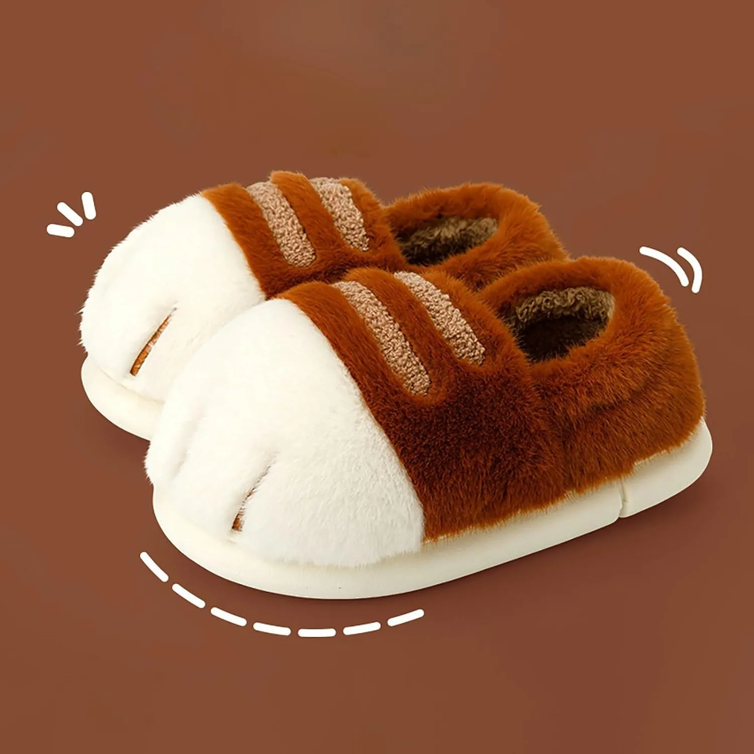 Cat Paw Slippers for Women Cute Funny 3D Cat Paw Cartoon Closed Back Slipper Fluffy Warm Furry Bedroom House Shoes