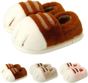 Cat Paw Slippers for Women Cute Funny 3D Cat Paw Cartoon Closed Back Slipper Fluffy Warm Furry Bedroom House Shoes
