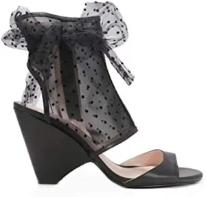 Cecelia New York Amelia Peep Toe Shootie White Mesh Bridal Chic Sandal Pumps, 7.5