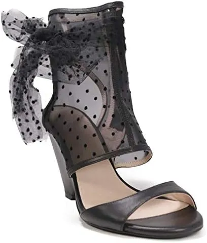 Cecelia New York Amelia Peep Toe Shootie White Mesh Bridal Chic Sandal Pumps, 7.5