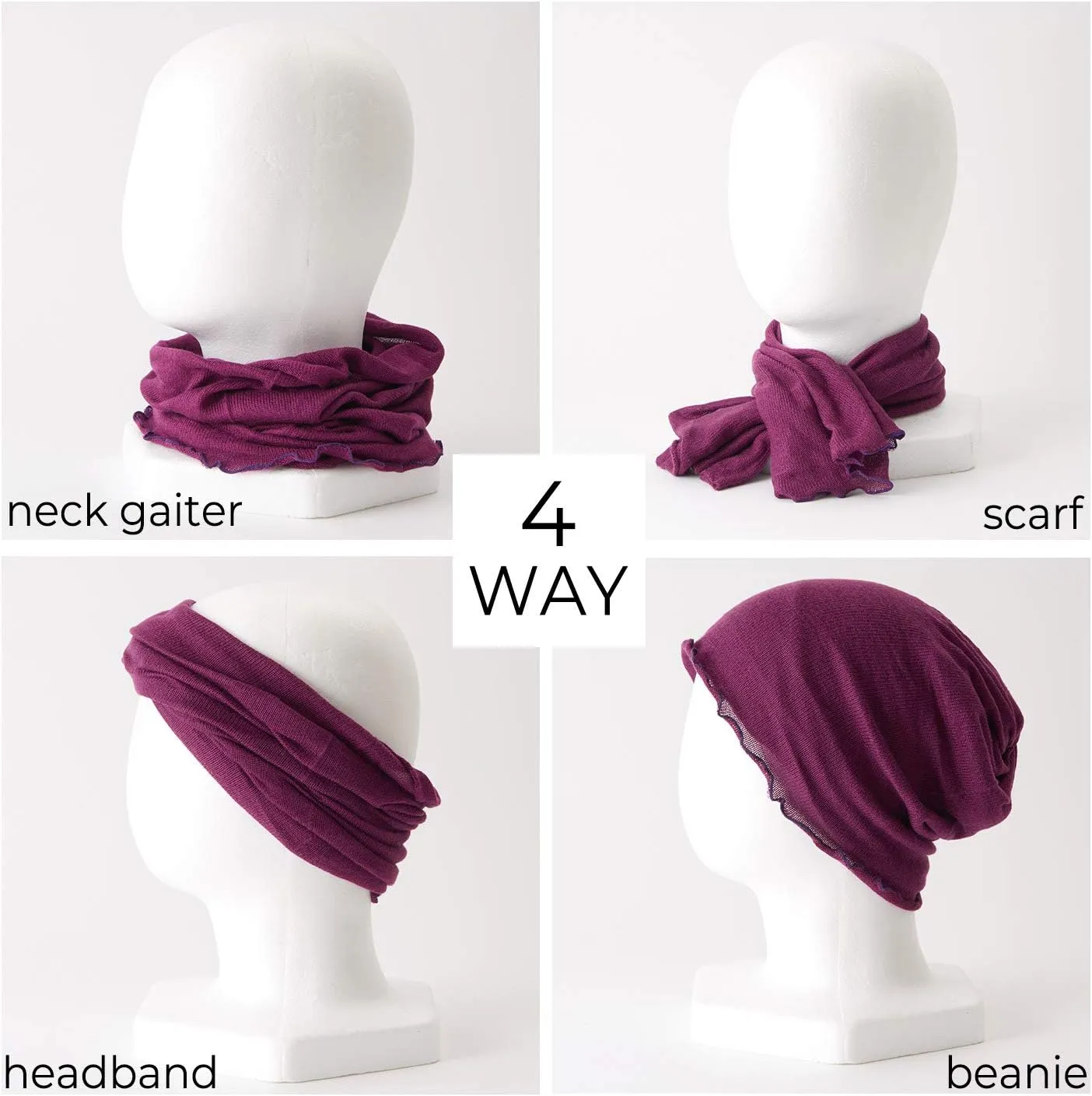 CHARM Silk Headband Scarf Neck Gaiter - Womens Chemo Head Wrap Mens Motorcycle Fashion