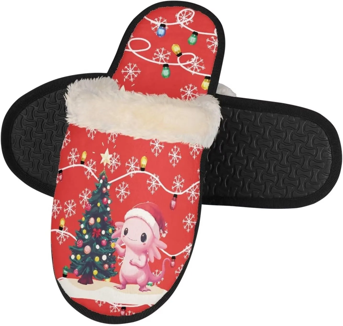 Christmas Slippers Soft Cushion Fuzzy Slippers for Women Indoor Cute Warm Anti-Slip Bedroom Slippers for Kids