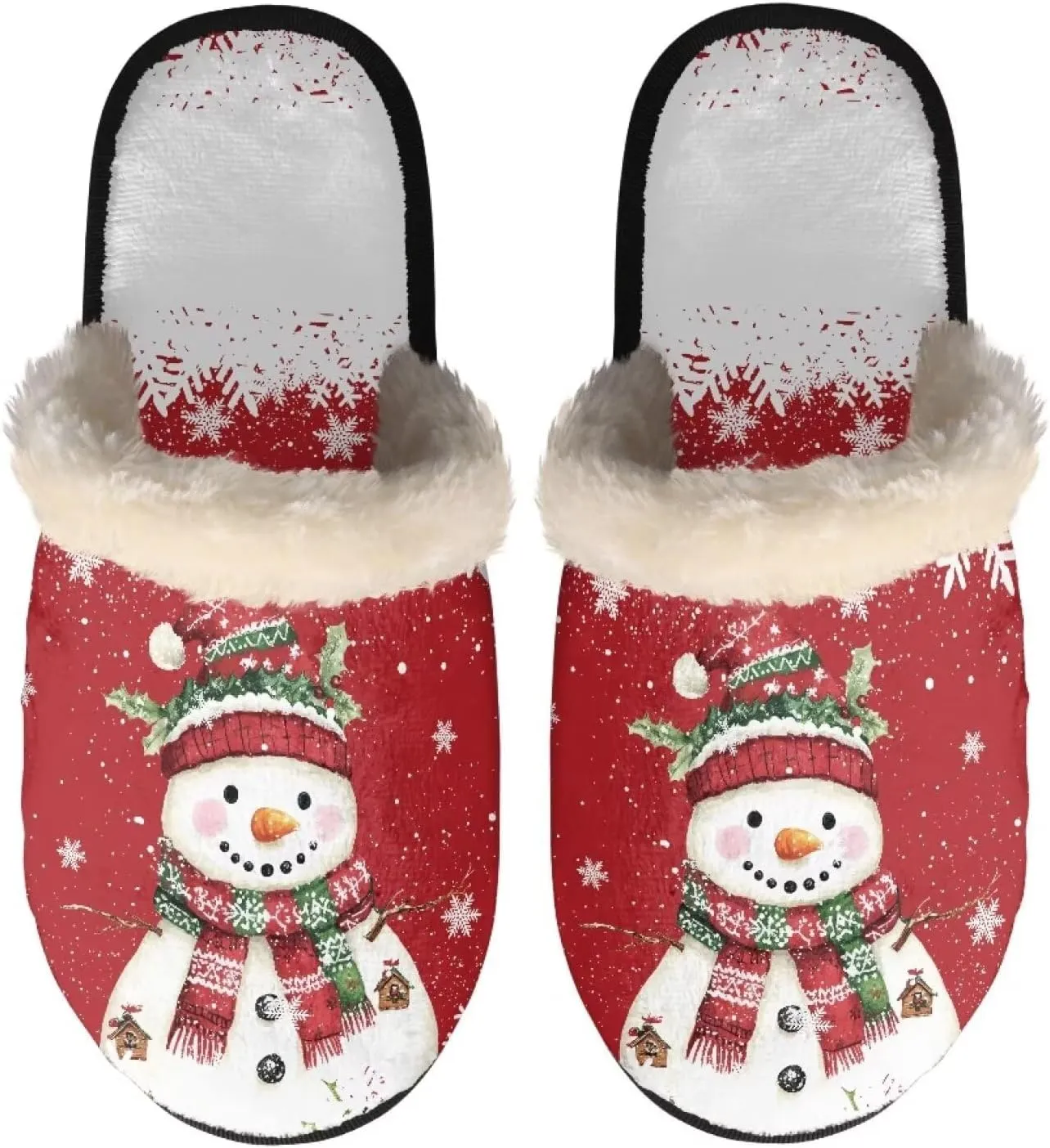 Christmas Slippers Soft Cushion Fuzzy Slippers for Women Indoor Cute Warm Anti-Slip Bedroom Slippers for Kids