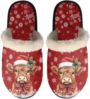 Christmas Slippers Soft Cushion Fuzzy Slippers for Women Indoor Cute Warm Anti-Slip Bedroom Slippers for Kids