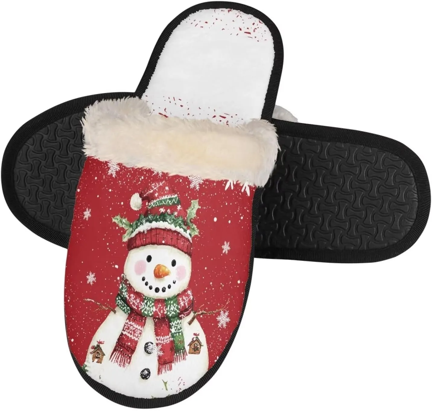 Christmas Slippers Soft Cushion Fuzzy Slippers for Women Indoor Cute Warm Anti-Slip Bedroom Slippers for Kids