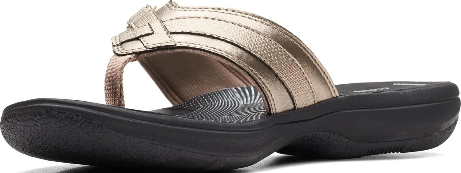 Clarks Womens Breeze Sea Flip-Flop Sandals - Comfortable Flip Flop with Adjustable Hook and Arch Support - Casual Summer Wearing Cloudsteppers for Everyday