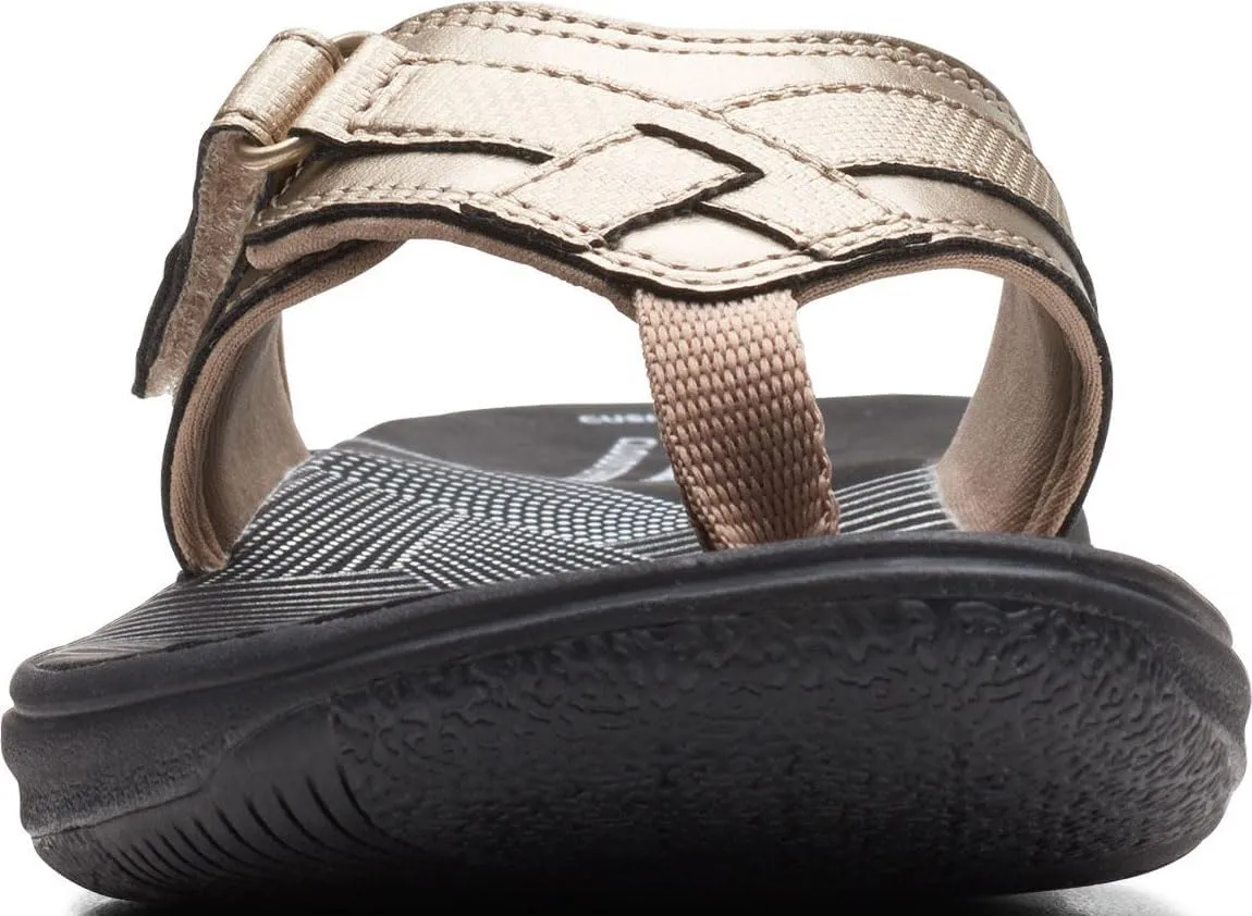 Clarks Womens Breeze Sea Flip-Flop Sandals - Comfortable Flip Flop with Adjustable Hook and Arch Support - Casual Summer Wearing Cloudsteppers for Everyday