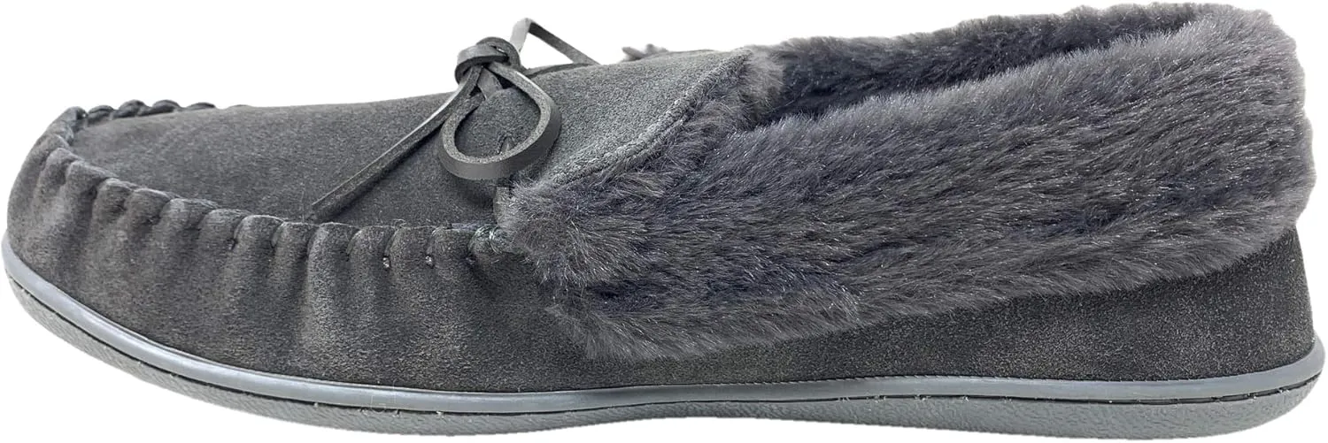 Clarks Women's Faux Fur Lined Moccasin House Shoe Indoor & Outdoor Slipper