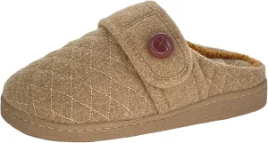 Clarks Womens Quilted Felt Clog Slipper JMS0783T - Soft Plush Terry Lining - Indoor Outdoor House Slippers For Women (6 M US, Tan)