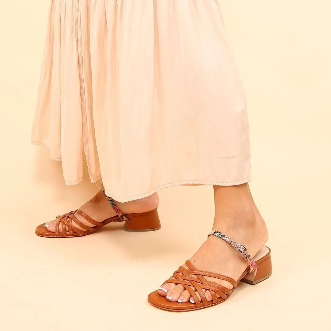 Cognac Bell Sandal   Painted Snake Twiggy Strap