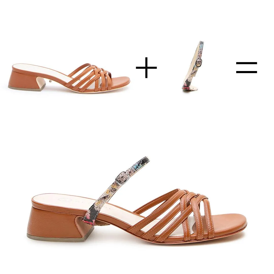 Cognac Bell Sandal   Painted Snake Twiggy Strap