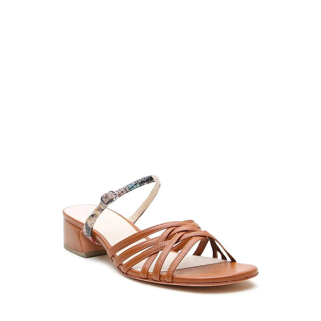 Cognac Bell Sandal   Painted Snake Twiggy Strap