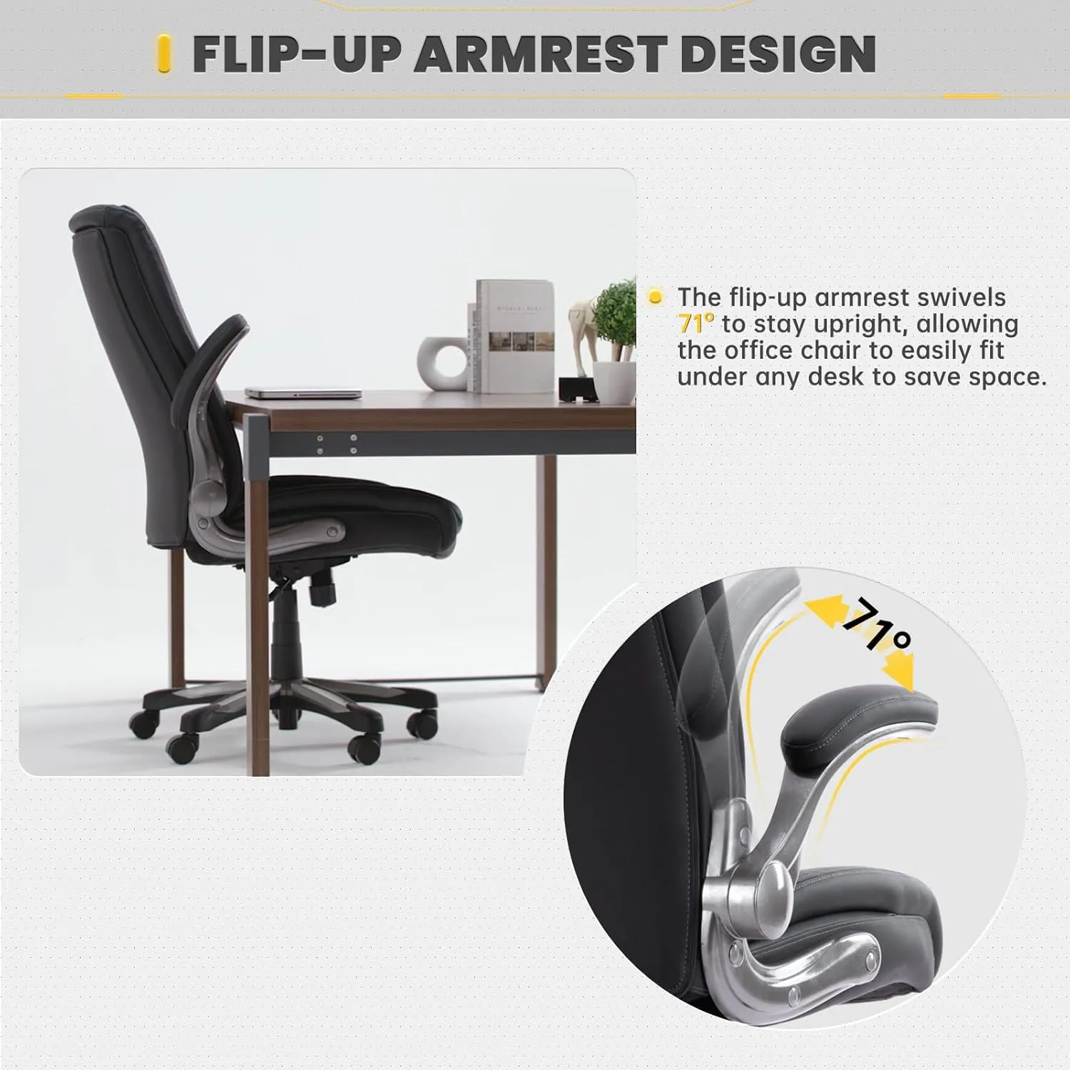 COLAMY High Back Executive Office Chair 400lbs, Large Heavy Duty Big and Tall Computer Office Desk Chair Flip-up Arms Wide Thick Seat for Home Office - Black