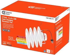 Commercial Electric 5/6 in. Matte White Integrated LED Recessed Trim 5-Ways 16 Pack
