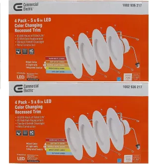 Commercial Electric 5/6 in. Matte White Integrated LED Recessed Trim 5-Ways (4-Pack) (Twо Расk)