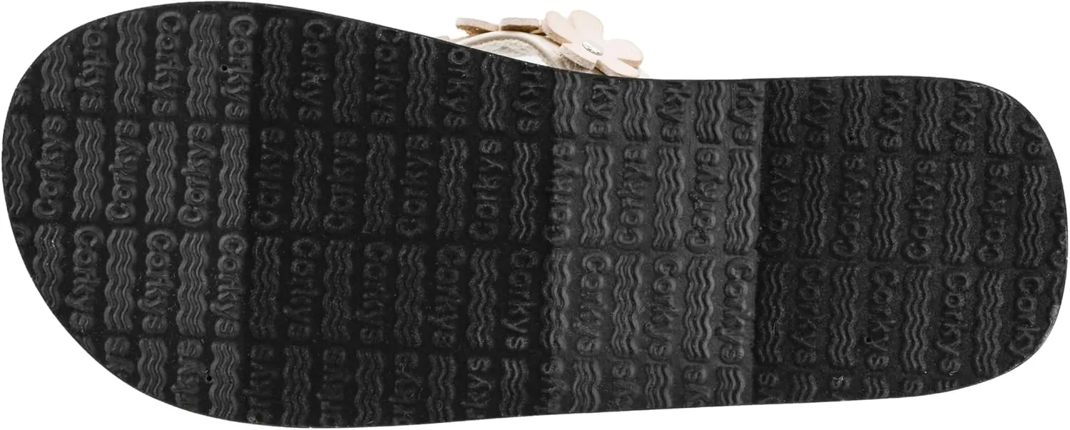 Corkys Footwear No Running Flip Flops - 'V' Strap Adorned With Flowers, Everyday Wear, Soft Footbed for All-Day Comfort, Effortless Slip-On Convenience