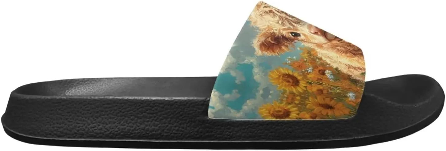 Cow Slippers Slip On Womens Flats Sandals Summer Beach Sandal for Lady Comfort Soft Footbed House Slipper