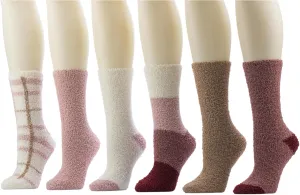 Cuddl Duds Women 6 Pair Pack Cozy Super Soft Sleep Lounge Multi Pattern Crew Socks