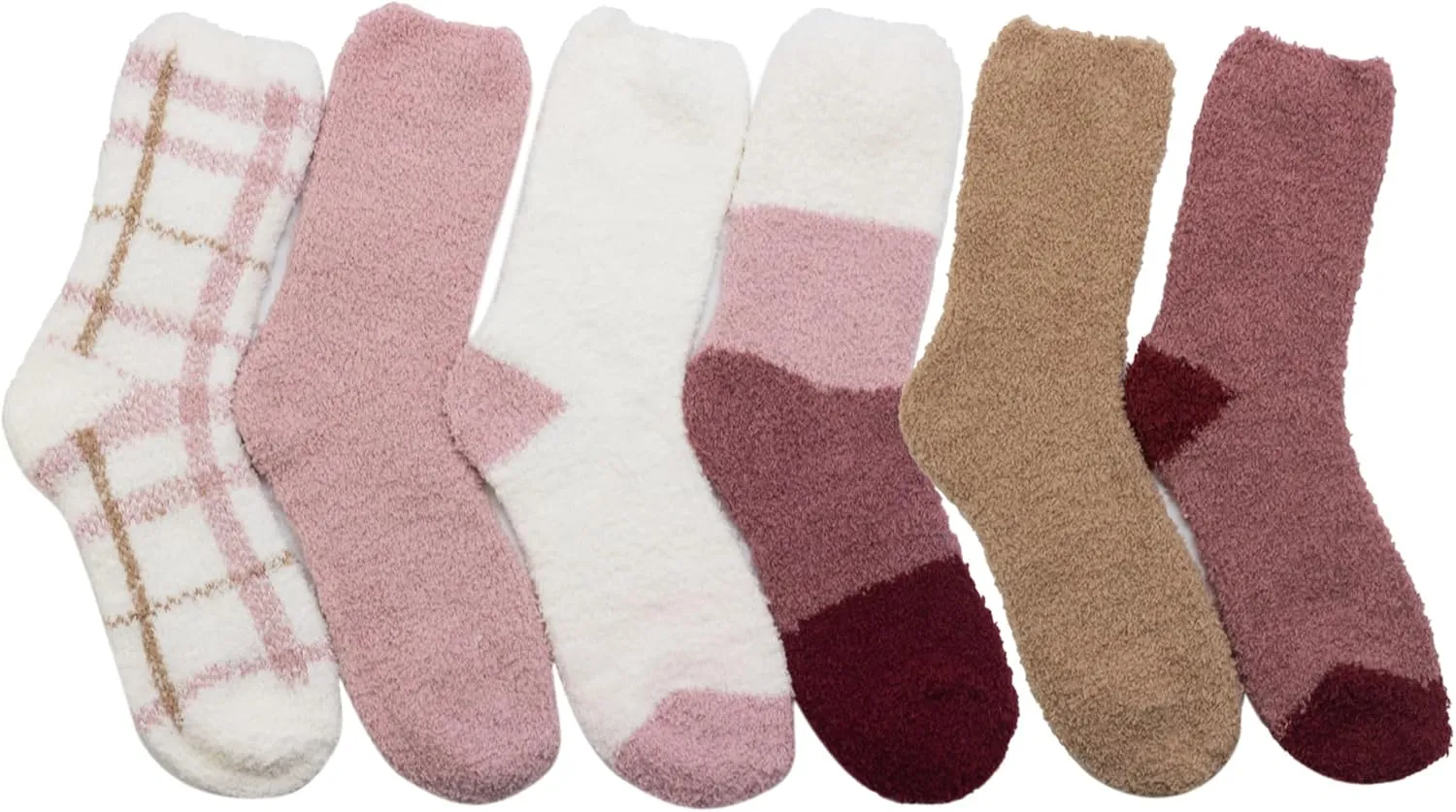 Cuddl Duds Women 6 Pair Pack Cozy Super Soft Sleep Lounge Multi Pattern Crew Socks
