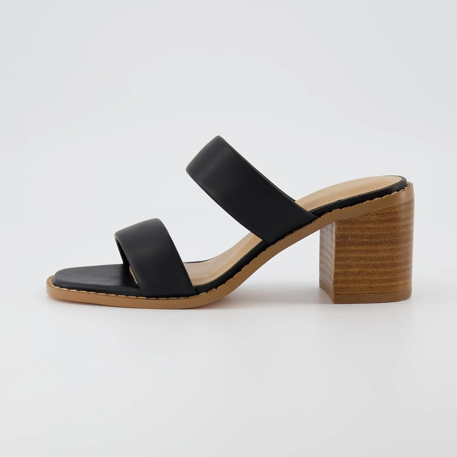 CUSHIONAIRE Women's Clever two band block heel sandal  Memory Foam, Wide Widths Available