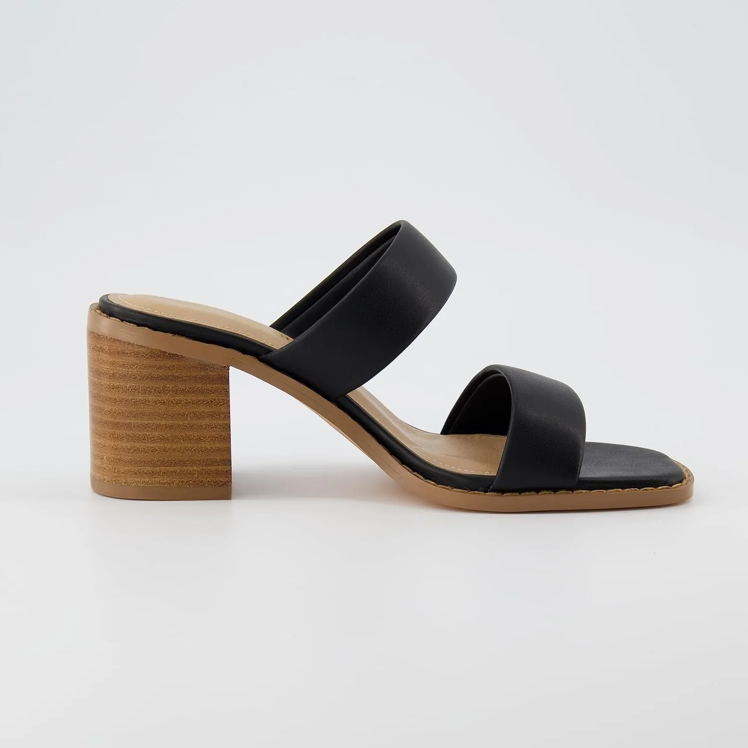 CUSHIONAIRE Women's Clever two band block heel sandal  Memory Foam, Wide Widths Available