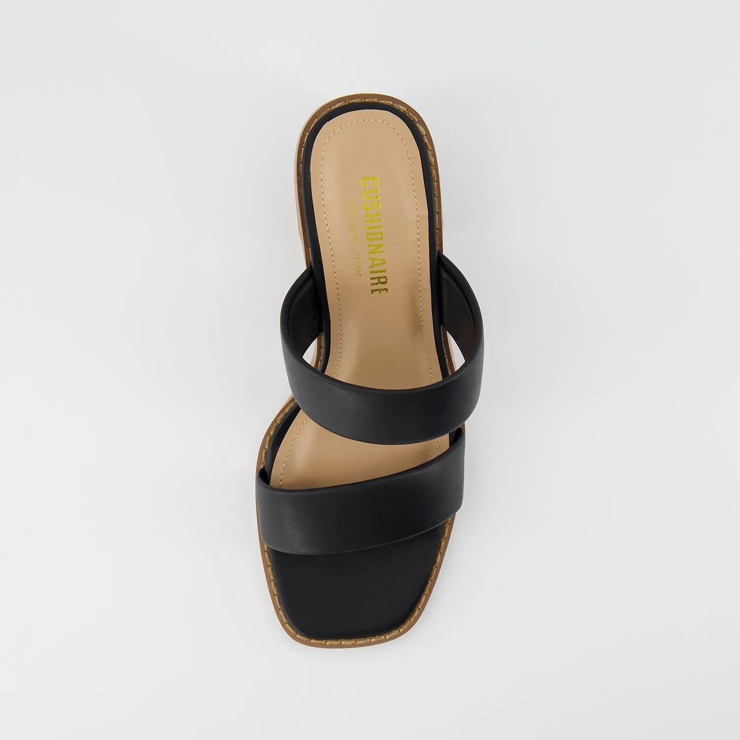 CUSHIONAIRE Women's Clever two band block heel sandal  Memory Foam, Wide Widths Available