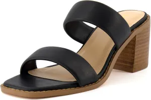 CUSHIONAIRE Women's Clever two band block heel sandal  Memory Foam, Wide Widths Available