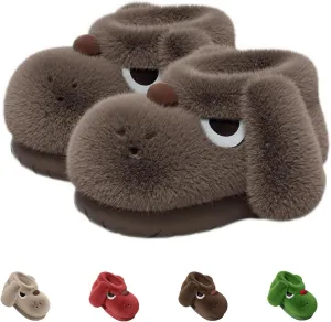 Cute 3D Dog Slippers for Women & Men - Fuzzy Cartoon Animal Slippers