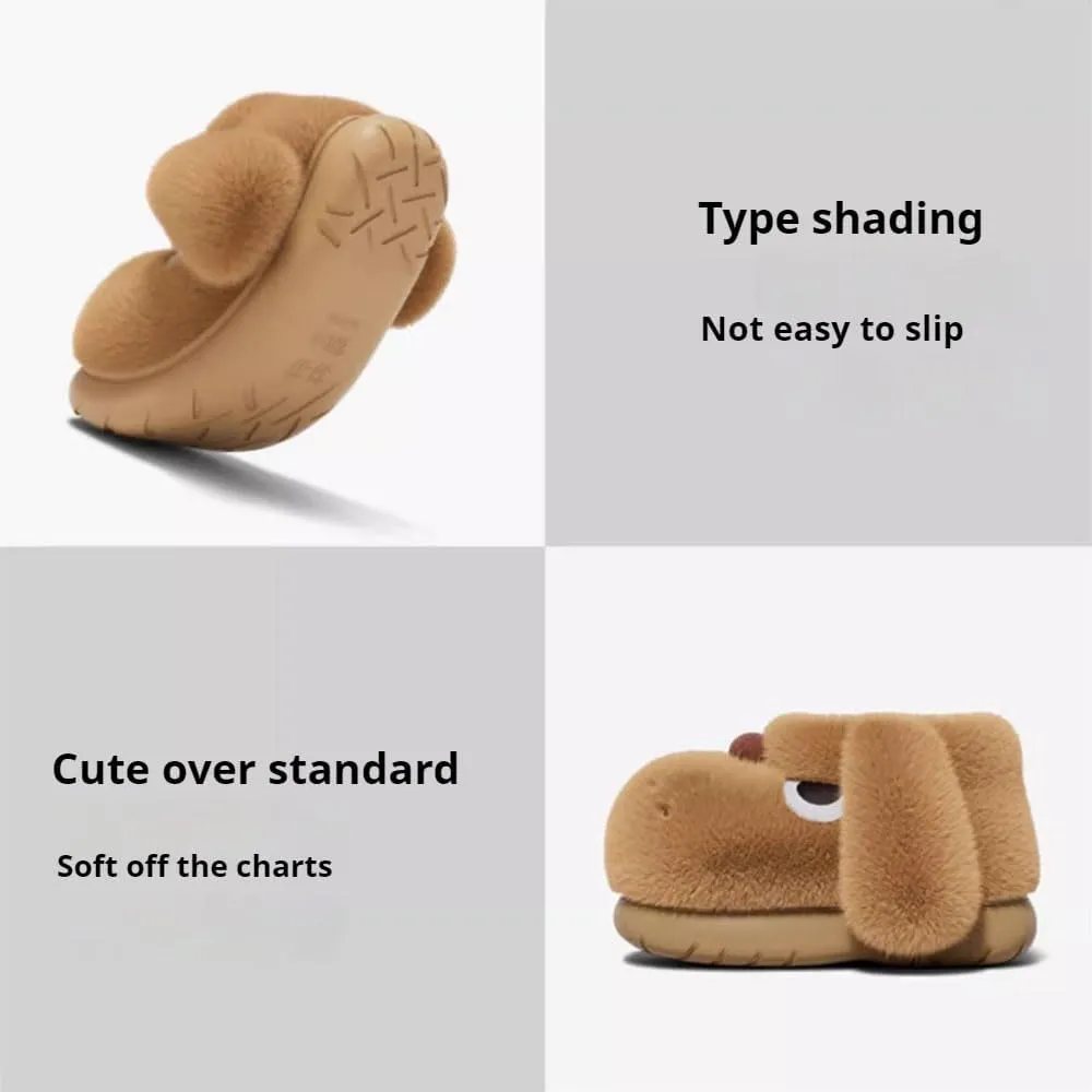 Cute 3D Dog Slippers for Women Men, Fuzzy Cute Animal Dog Slippers Indoor Outdoor Non-Slip Sole Funny House Shoes