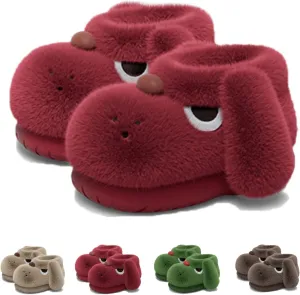 Cute 3D Dog Slippers for Women Men, Fuzzy Cute Animal Dog Slippers Indoor Outdoor Non-Slip Sole Funny House Shoes