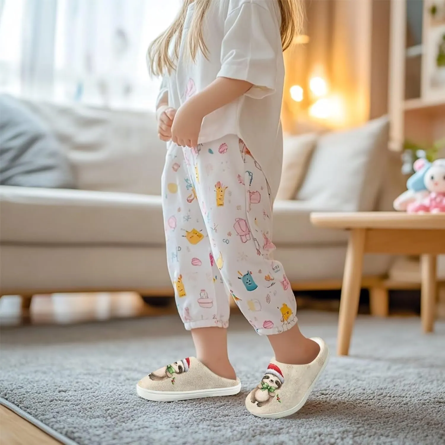 Cute Home Slippers for Girls, Printed Kids House Slippers for Boys, Non Slip Scuff Slippers for Indoor Outdoor