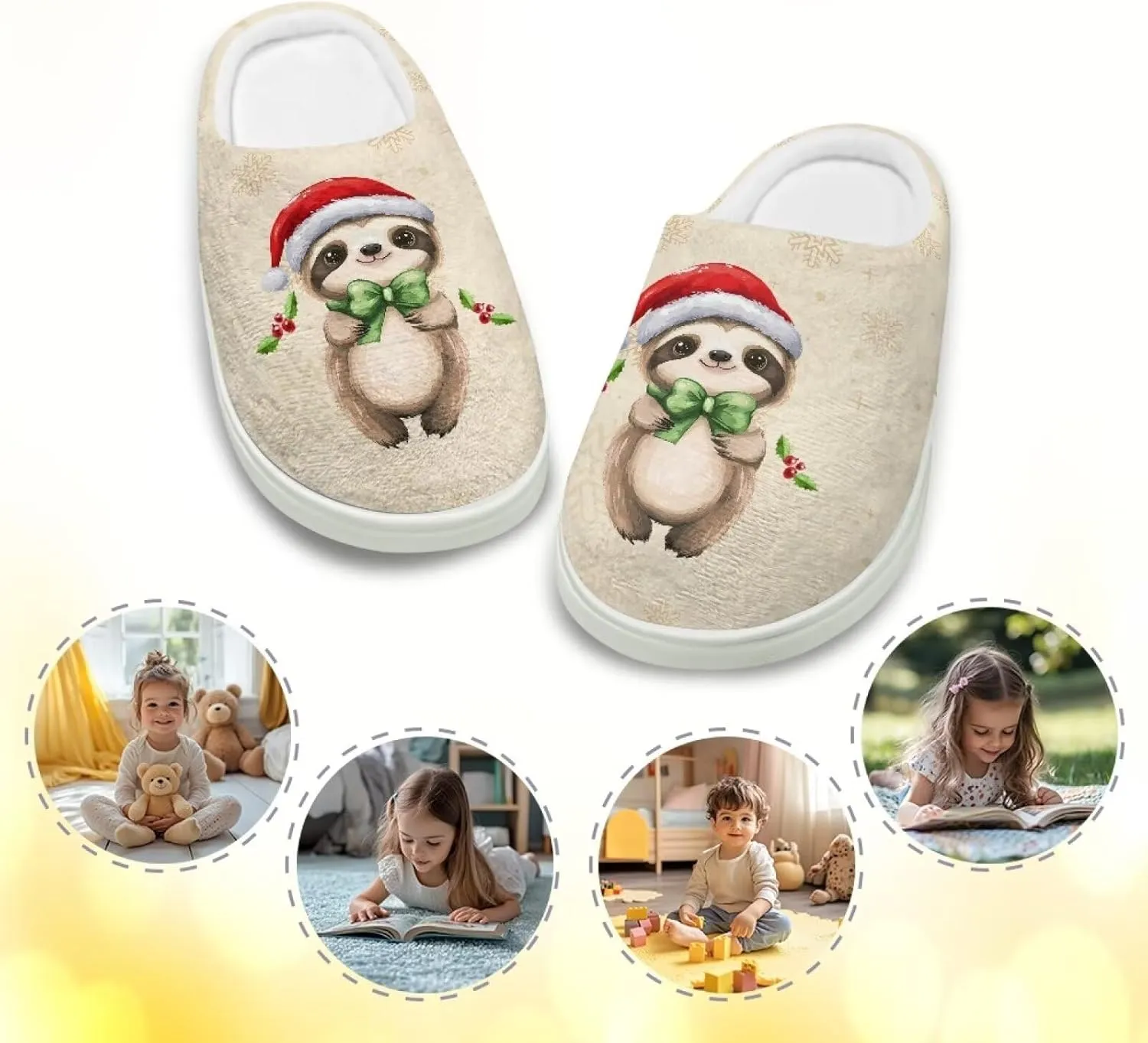 Cute Home Slippers for Girls, Printed Kids House Slippers for Boys, Non Slip Scuff Slippers for Indoor Outdoor
