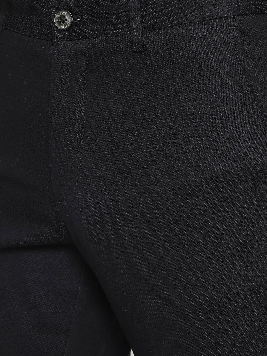 Dark Blue Solid Uno Fit Casual Trouser | JadeBlue