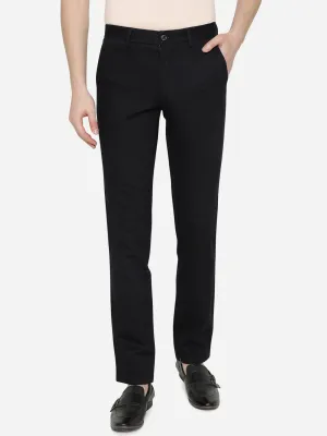 Dark Blue Solid Uno Fit Casual Trouser | JadeBlue
