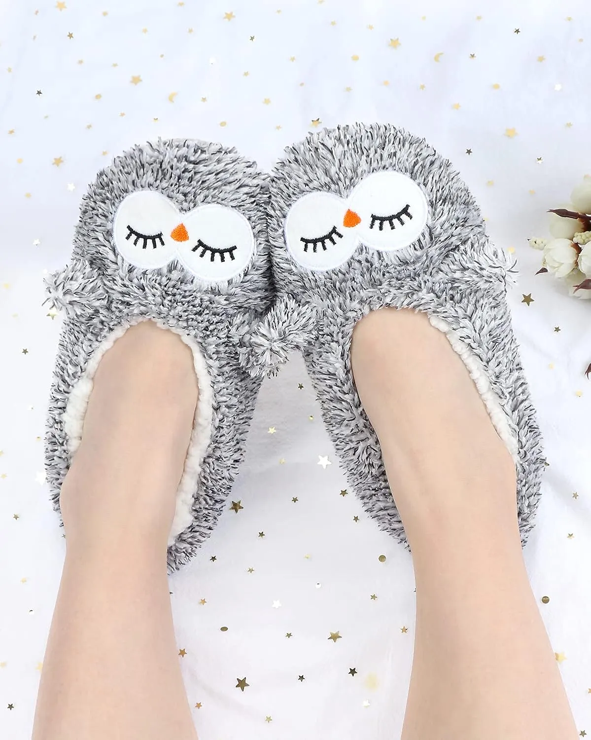 DICUIRD Kid's Animal Slipper Socks, Cartoon Cozy Fleece Indoor Kids Slipper, Fluzzy Warm Bedroom Shoes