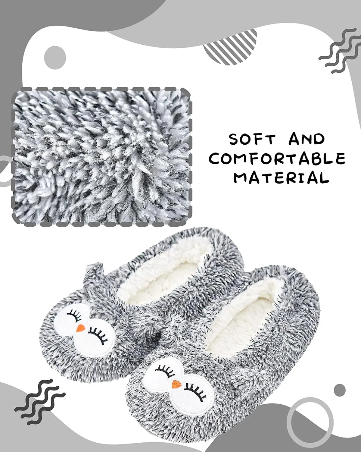DICUIRD Kid's Animal Slipper Socks, Cartoon Cozy Fleece Indoor Kids Slipper, Fluzzy Warm Bedroom Shoes