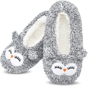 DICUIRD Kid's Animal Slipper Socks, Cartoon Cozy Fleece Indoor Kids Slipper, Fluzzy Warm Bedroom Shoes