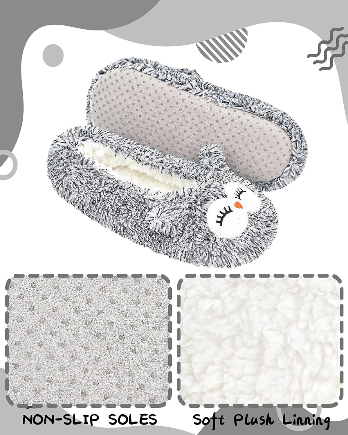 DICUIRD Kid's Animal Slipper Socks, Cartoon Cozy Fleece Indoor Kids Slipper, Fluzzy Warm Bedroom Shoes