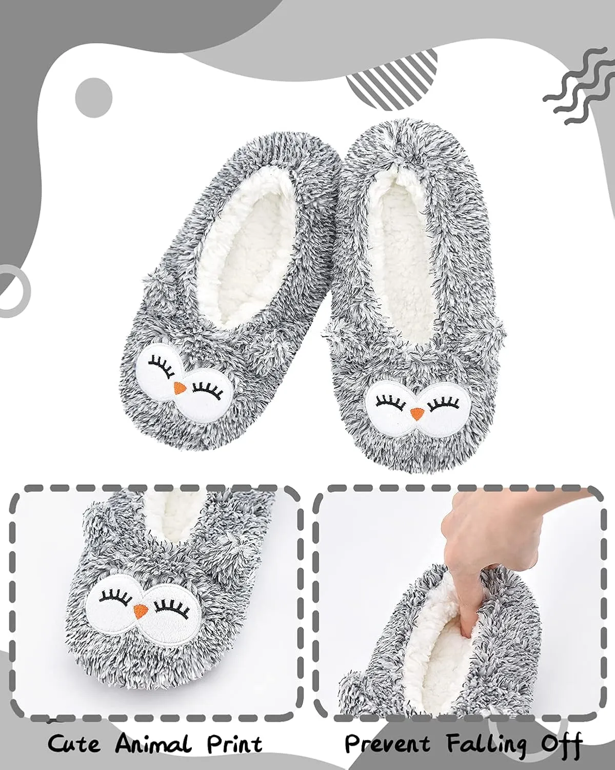 DICUIRD Kid's Animal Slipper Socks, Cartoon Cozy Fleece Indoor Kids Slipper, Fluzzy Warm Bedroom Shoes