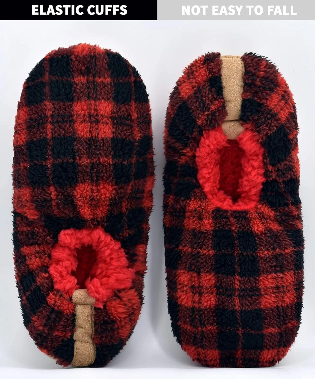DICUIRD Mens Slipper Socks With Non Skid Bottoms, Warm Slipper Socks With Grippers For Men, Fuzzy House Fabric Slippers