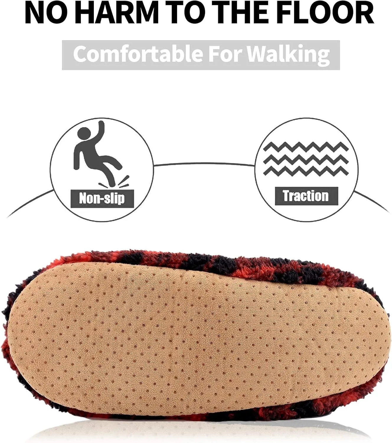 DICUIRD Mens Slipper Socks With Non Skid Bottoms, Warm Slipper Socks With Grippers For Men, Fuzzy House Fabric Slippers