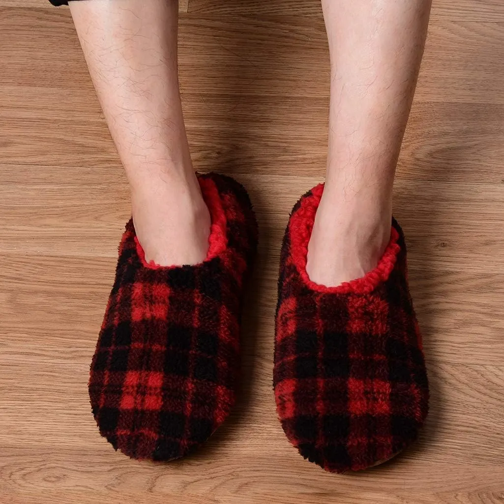 DICUIRD Mens Slipper Socks With Non Skid Bottoms, Warm Slipper Socks With Grippers For Men, Fuzzy House Fabric Slippers