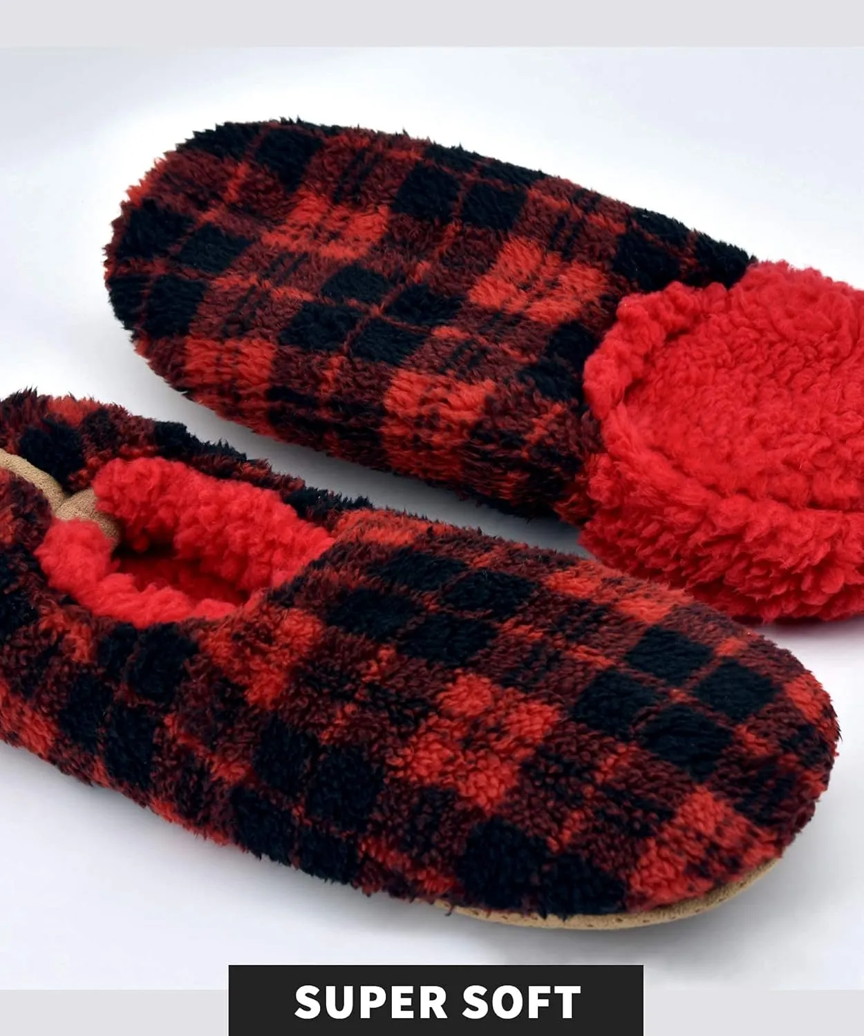 DICUIRD Mens Slipper Socks With Non Skid Bottoms, Warm Slipper Socks With Grippers For Men, Fuzzy House Fabric Slippers