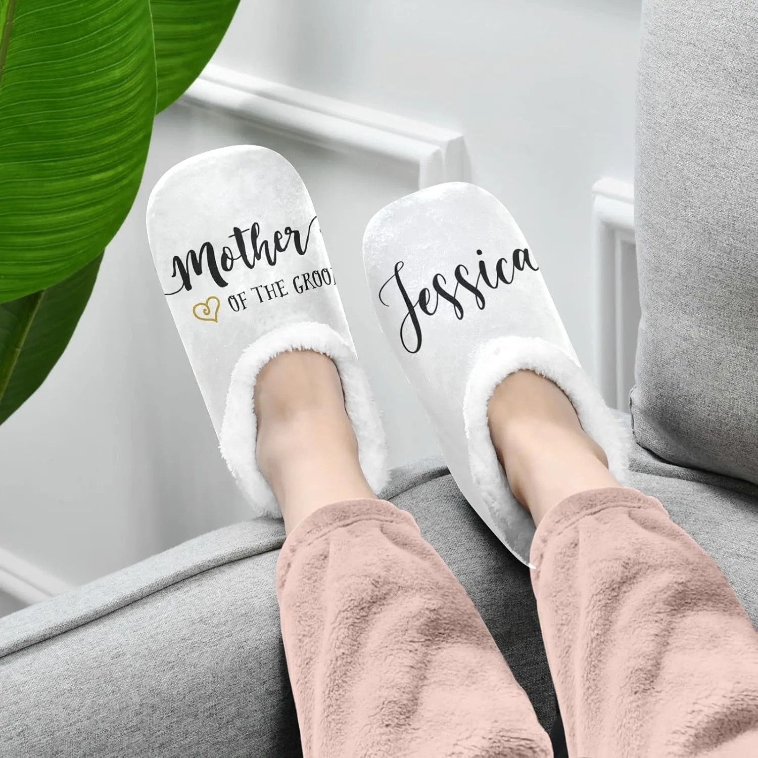 DOMIKING Bride Custom Wedding Bride Slippers Bridesmaid Personalized Bridal Warm Slippers for Bed Bedroom Indoor Guest M