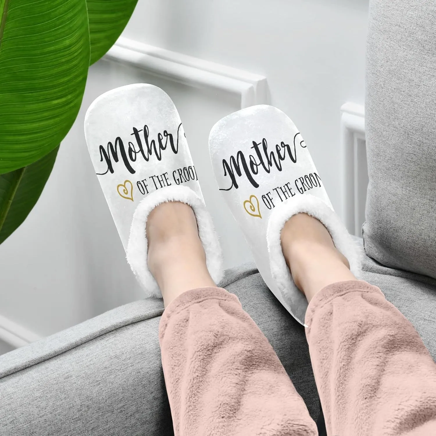 DOMIKING Groom Wedding Bride Slippers Bridesmaid Bridal Bed Slippers for Unisex Women Men M