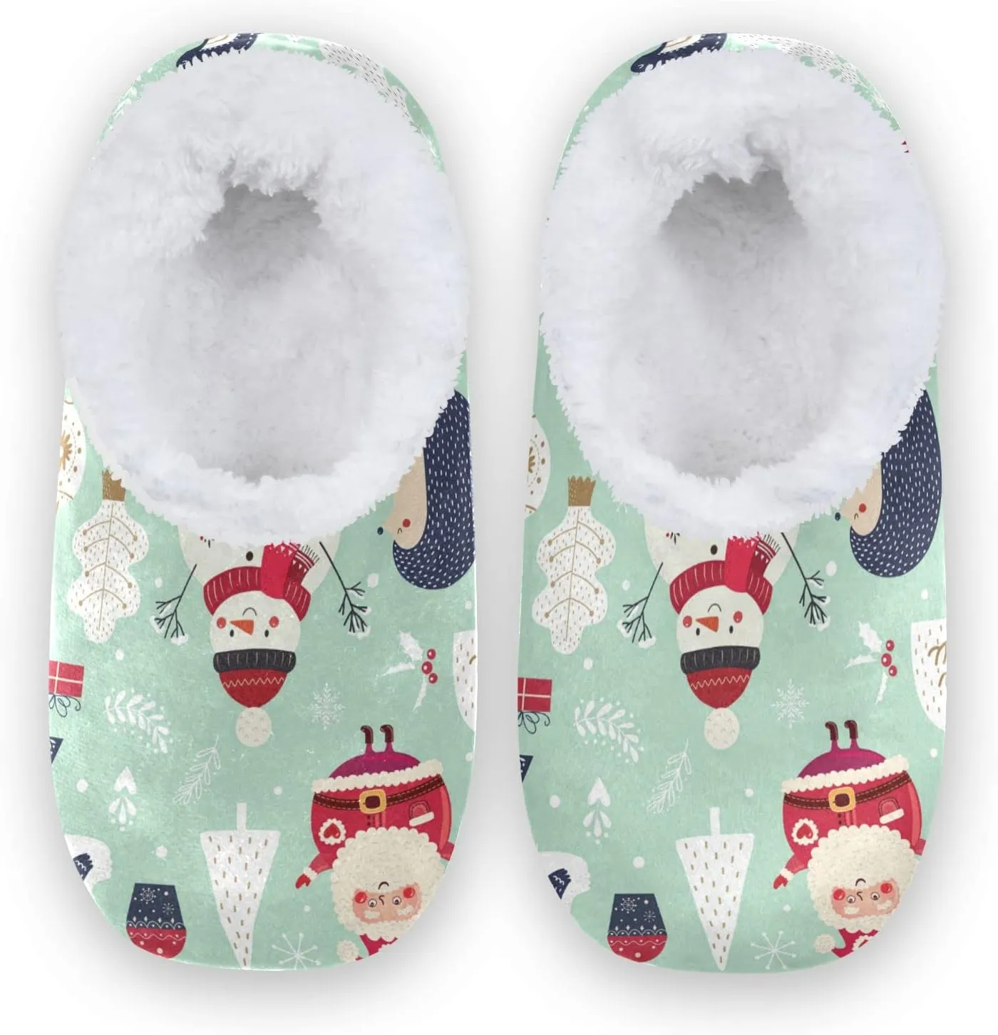 DOMIKING Snowflakes Christmas Winter House Slippers Fuzzy Non-Slip Soft Sole Slippers Cozy Feet Slippers for Bed Bedroom Indoor Guest M