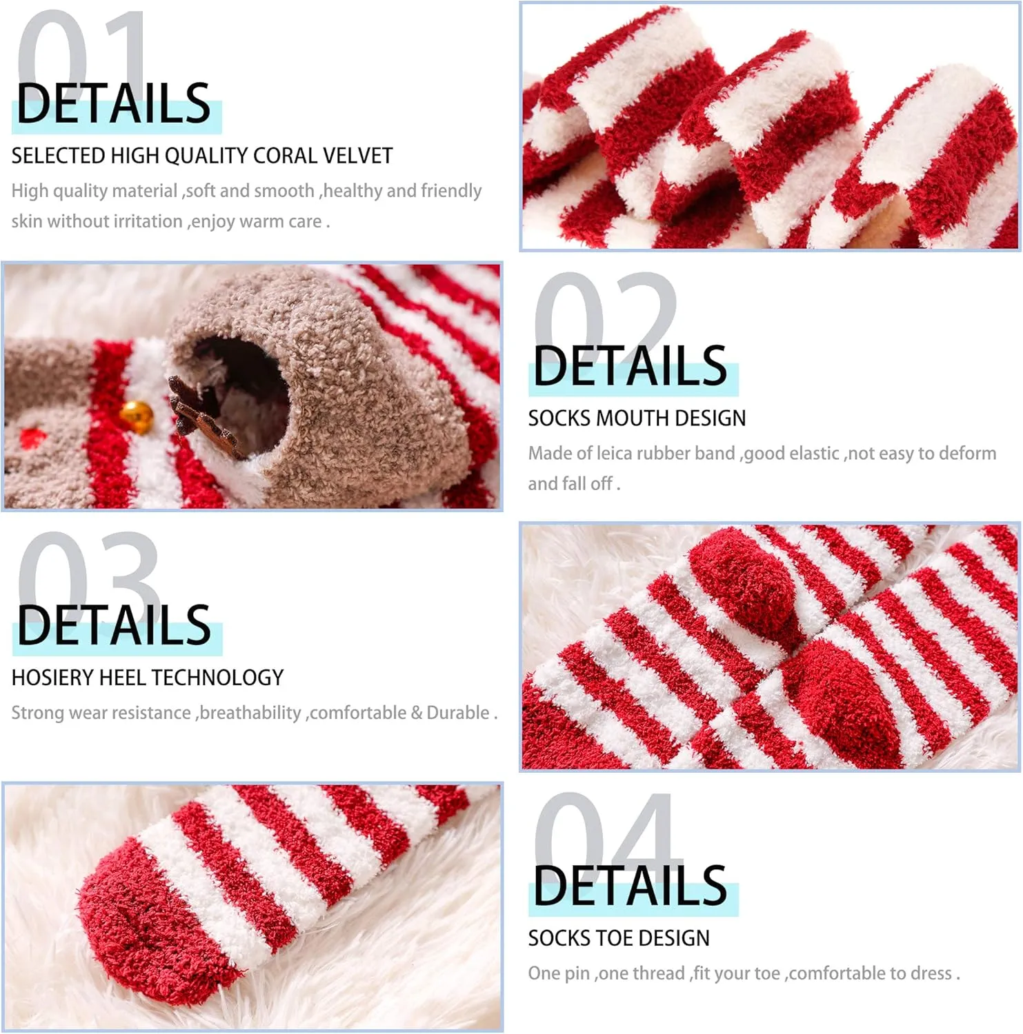 DoSmart Womens Over Knee High Fuzzy Socks Soft Warm Thigh High Striped Stockings Cozy Slipper Fleece Winter Long Socks