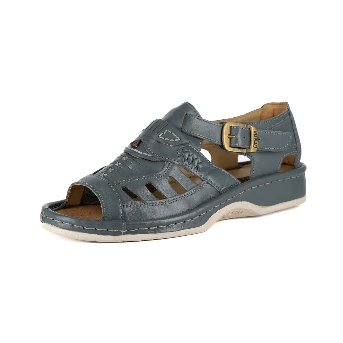 Duna : Leather Sandal in Charcoal Grey Soft Saddle